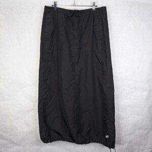 Jacob Active Maxi Cargo Skirt Womens L Parachute Bubble Cinch Hem Athletic Black